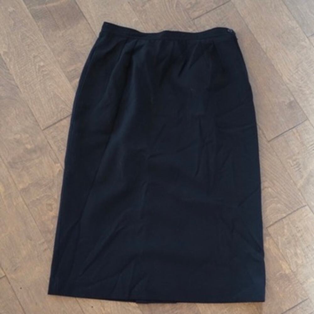 Valentino Miss V Back Slit Pencil Mini Skirt Black Womens 100% Wool Size 46 29"